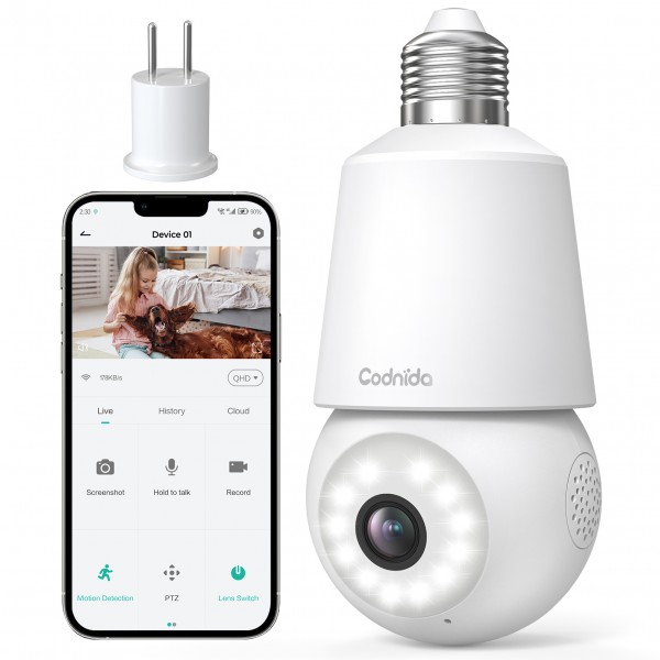 Codnida Security-Camera-Outdoor,Light Bulb Securit...