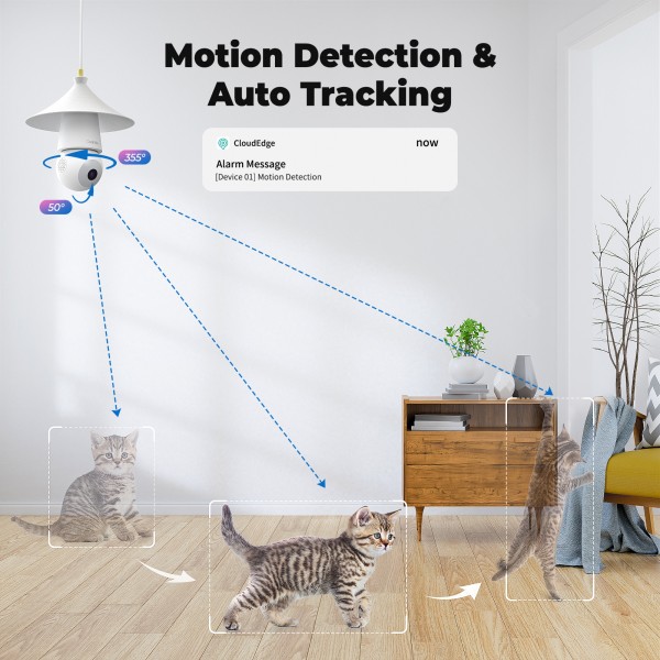Codnida Security-Camera-Outdoor,Light Bulb Security Camera Wireless with 2K HD Image,Smart Siren Alarm,Motion Detection,24/7 Recording,Color Night Vision,2 Way Audio