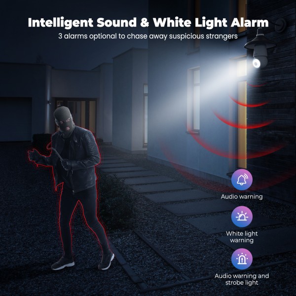 Codnida Security-Camera-Outdoor,Light Bulb Security Camera Wireless with 2K HD Image,Smart Siren Alarm,Motion Detection,24/7 Recording,Color Night Vision,2 Way Audio