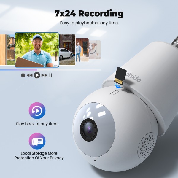 Codnida Security-Camera-Outdoor,Light Bulb Security Camera Wireless with 2K HD Image,Smart Siren Alarm,Motion Detection,24/7 Recording,Color Night Vision,2 Way Audio