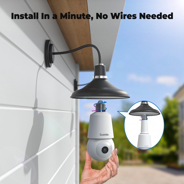 Codnida Security-Camera-Outdoor,Light Bulb Security Camera Wireless with 2K HD Image,Smart Siren Alarm,Motion Detection,24/7 Recording,Color Night Vision,2 Way Audio