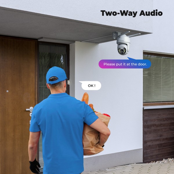 Codnida 2K Outdoor WiFi IP Camera Surveillance 360° View 3MP Camera Indoor with 2-Way Audio, Automatic Tracking, Night Vision in Colour, Siren Alarm, White