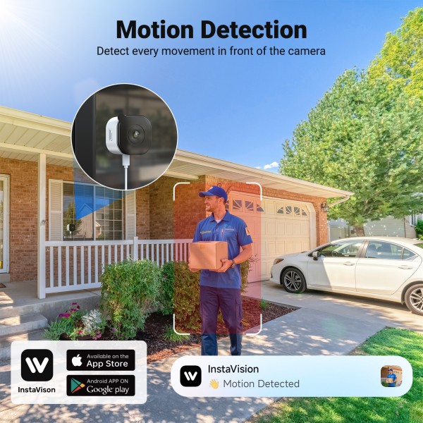 3MP Window Camera for Home Security, 2K Indoor Stick on Window Camera, 2.4/5Ghz WiFi Security Camera with Motion Detection, Full Color Night Vision, Two-Way Audio, Anti-Reflection