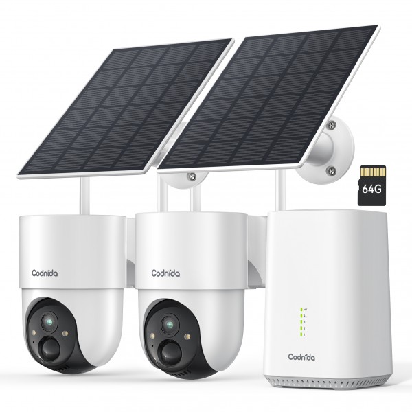 Codnida 4MP Outdoor Surveillance Camera Solar Set,...