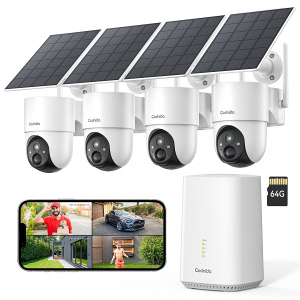 Codnida 4MP Solar Outdoor Surveillance Camera Set ...