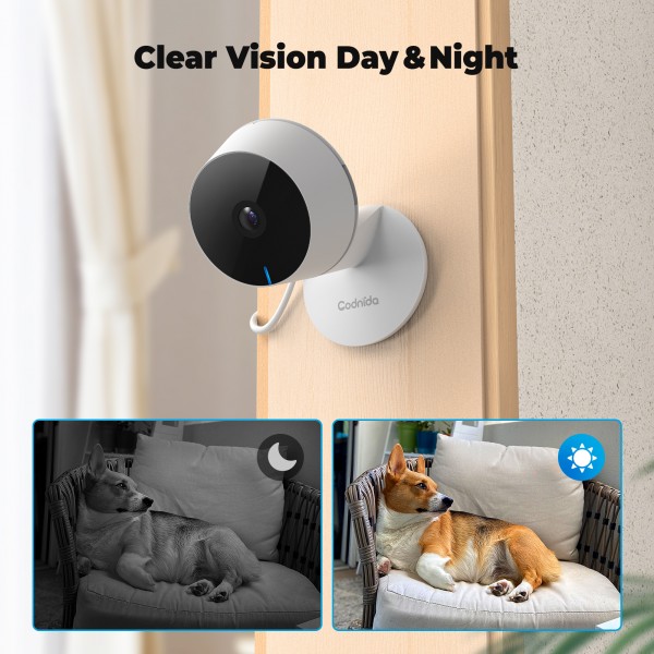 Codnida 2Pcs Surveillance Camera Indoor WLAN IP Camera Surveillance Camera for Baby/Pet With Motion Detection,2.4GHz/5GHz WiFi Indoor/Outdoor Camera,24/7 Recording,2-Way Audio