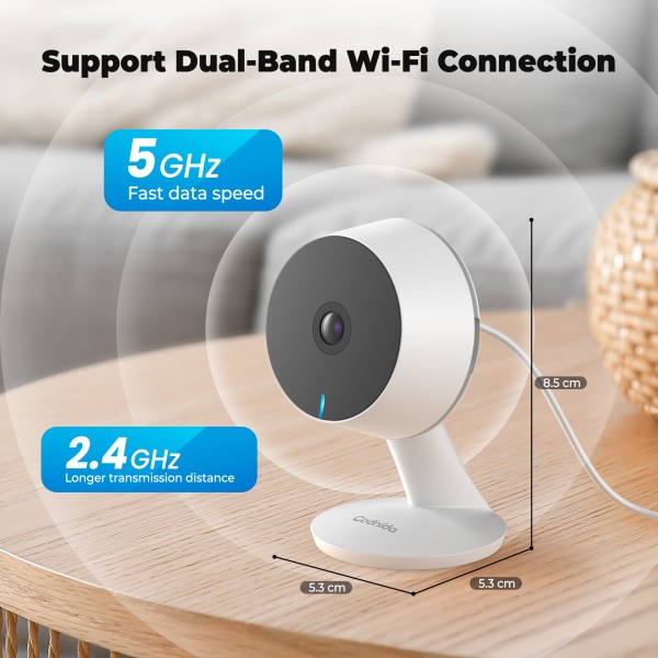 Codnida 2Pcs Surveillance Camera Indoor WLAN IP Camera Surveillance Camera for Baby/Pet With Motion Detection,2.4GHz/5GHz WiFi Indoor/Outdoor Camera,24/7 Recording,2-Way Audio