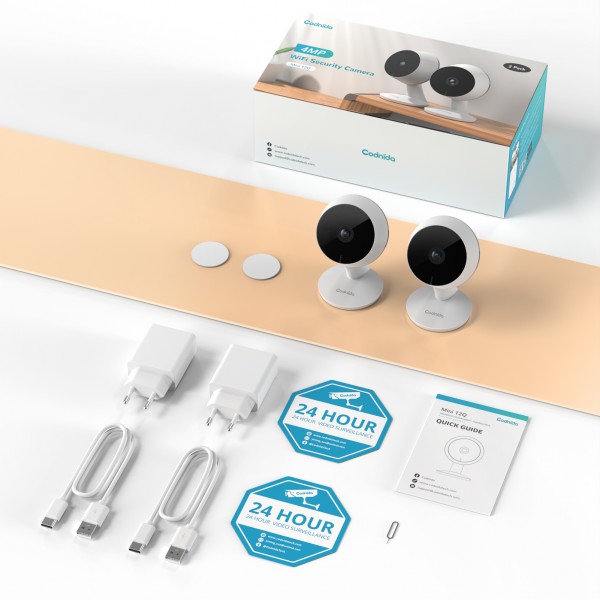 Codnida 2Pcs Surveillance Camera Indoor WLAN IP Camera Surveillance Camera for Baby/Pet With Motion Detection,2.4GHz/5GHz WiFi Indoor/Outdoor Camera,24/7 Recording,2-Way Audio