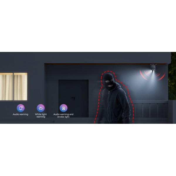 Codnida Outdoor Surveillance Camera Set, 2K Ip Camera Surveillance Outdoor Wlan with Automatic Tracking,Ptz,Night Vision In Colour,Siren Alarm,Sd Card/Cloud Storage,Works With Alexa