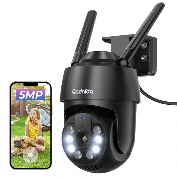 Codnida 5MP Outdoor WiFi Security Camera,2.4/5Ghz ...
