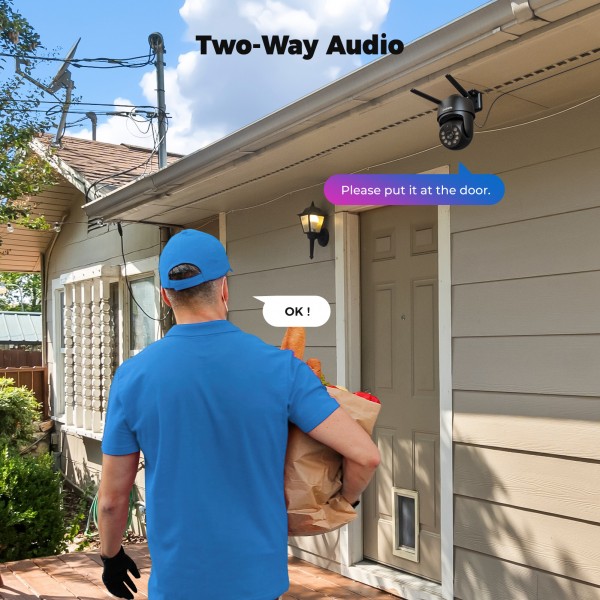 Codnida 5MP Outdoor WiFi Security Camera,2.4/5Ghz WiFi Camera Outdoor with Motion Detector,Automatic Tracking,24/7 Recording,Colour Night Vision,IP66,2-Way Audio,Black(Alexa Support)