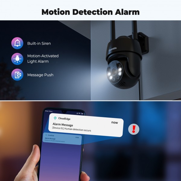 Codnida 5MP Outdoor WiFi Security Camera,2.4/5Ghz WiFi Camera Outdoor with Motion Detector,Automatic Tracking,24/7 Recording,Colour Night Vision,IP66,2-Way Audio,Black(Alexa Support)