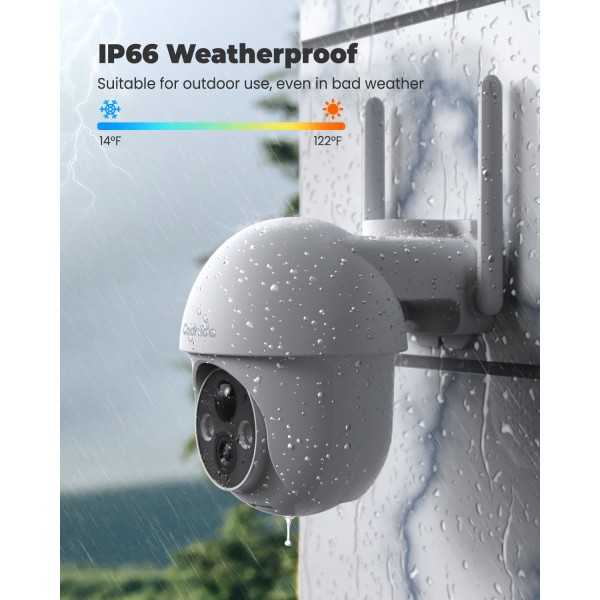 Solar Security Camera,3MP Pan-Tilt Wireless WiFi Security Camera Outdoor,Battery Powered Surveillance Cameras for Home with Night Vision,2-Way Audio,Motion Detection,SD Card & Cloud Storage, Codnida
