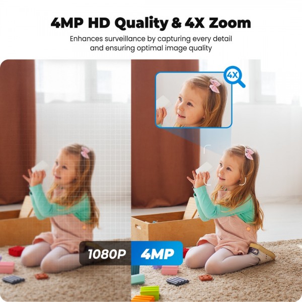 Codnida 4MP indoor surveillance camera WLAN IP camera surveillance,baby monitor with camera,motion detection,2.4GHz/5GHz WiFi indoor camera,24/7 recording,2-way audio,infrared night vision