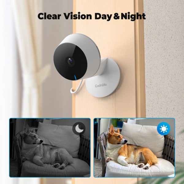 Codnida 4MP indoor surveillance camera WLAN IP camera surveillance,baby monitor with camera,motion detection,2.4GHz/5GHz WiFi indoor camera,24/7 recording,2-way audio,infrared night vision